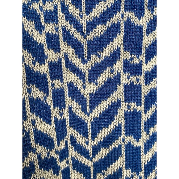 Wyndham Sweater Blue Chevron Round Neck 3/4 Sleeve - Picture 6 of 7